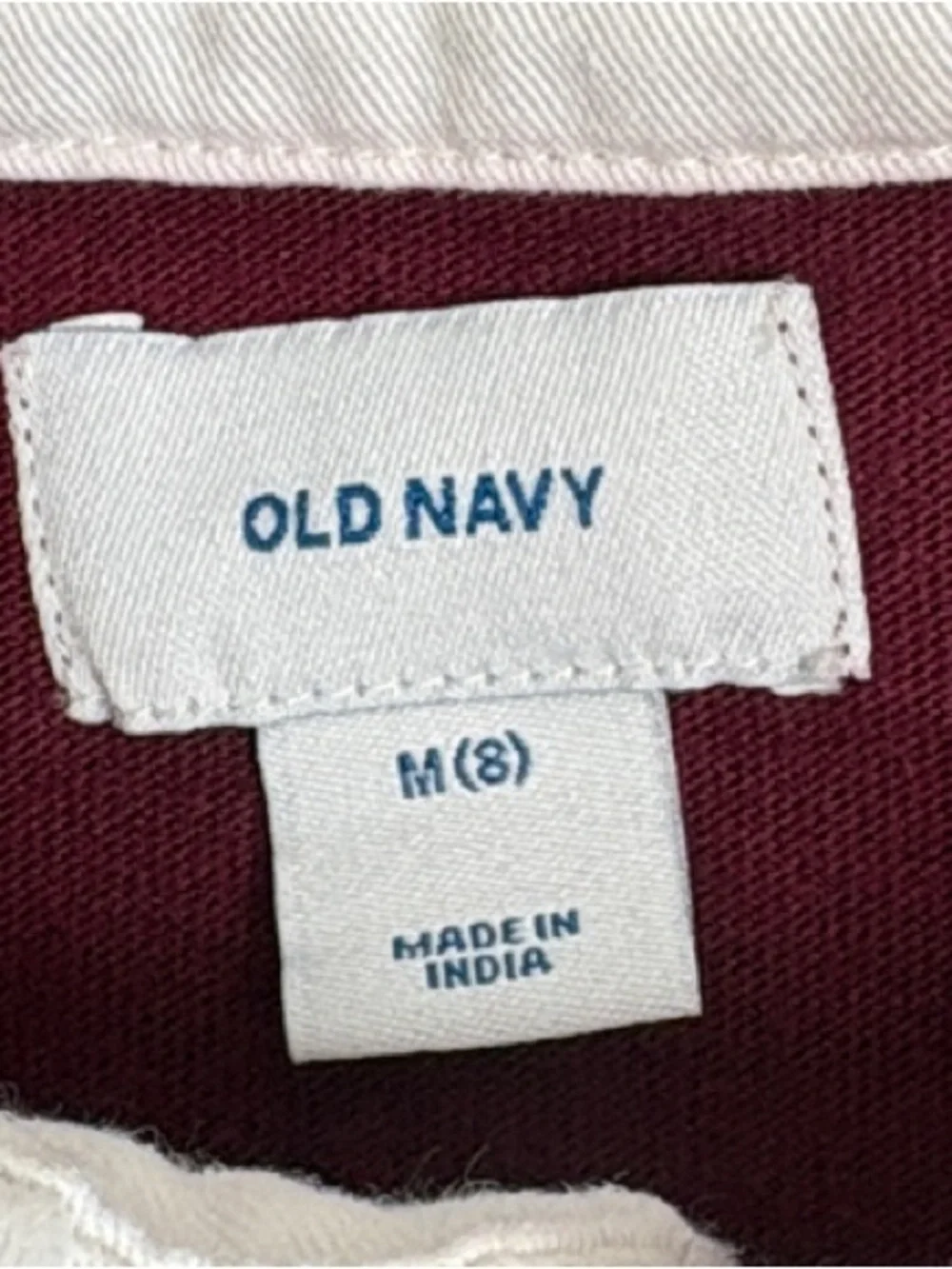 Old Navy Kids Color-Block Rugby Polo Shirt Wine Stain Maroon Size M (8)